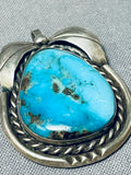Beautiful Vintage Native American Navajo Morenci Turquoise Sterling Silver Pendant-Nativo Arts