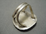 Striking Vintage Native American Navajo Royston Turquoise Sterling Silver Ring Old-Nativo Arts