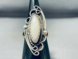 Sensational Vintage Native American Navajo Mother Of Pearl Sterling Silver Ring-Nativo Arts