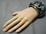 Amazing Cow Skull Turquoise Sterling Silver Native American Bracelet-Nativo Arts