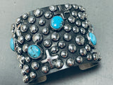 Gargantuan Native American Navajo Turquoise Sterling Silver Cross Bracelet-Nativo Arts