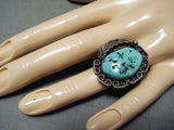 Jerry Roan Vintage Native American Navajo Sleeping Beauty Turquoise Sterling Silver Ring-Nativo Arts