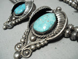 One Of The Finest Vintage Native American Navajo Turquoise Sterling Silver Dangle Necklace-Nativo Arts