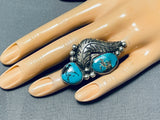 Tremdendous Vintage Native American Navajo Kingman Turquoise Sterling Silver Ring-Nativo Arts