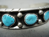 Impressive Vintage Native American Navajo 5 Turquoise Sterling Silver Bracelet-Nativo Arts
