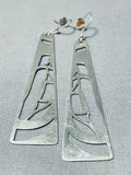 Incredible Harry Williams Native American Navajo Sterling Silver Dangle Earrings Signed-Nativo Arts