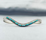 Phenomenal Vintage Native American Navajo Turquoise Petite Point Sterling Silver Bracelet-Nativo Arts