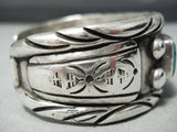 Heavy Signed Vintage Native American Navajo Rectangular Turquoise Sterling Silver Bracelet-Nativo Arts