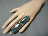 Rick Martinez Native American Navajo Pilot Mountain Turquoise Sterling Silver Ring-Nativo Arts