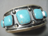 Heavy Huge Big Sturdy Vintage Native American Navajo #8 Turquoise Sterling Silver Bracelet Cuff-Nativo Arts