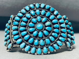 Early Huge Vintage Native American Navajo Turquoise Sterling Silver Cluster Bracelet-Nativo Arts