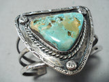 Huge Vintage Native American Navajo Triangular Royston Turquoise Sterling Silver Bracelet-Nativo Arts