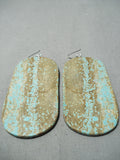 Native American One Of The Biggest Ever #8 Turquoise Santo Domingo Sterling Silver Earrings-Nativo Arts