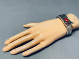 One Of The Most Unique Ever Vintage Native American Navajo Croal Sterling Silver Hinge Bracelet-Nativo Arts