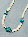 Native American Beautiful Vintage Santo Domingo Old Kingman Turquoise Sterling Silver Necklace-Nativo Arts
