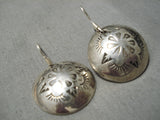 Hand Wrought Vintage Navajo Sterling Silver Native American Button Earrings Old-Nativo Arts