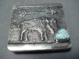 Impressive San Felipe 8 Turquoise Sterling Silver Buffalo Buckle-Nativo Arts