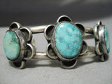 Striking Vintage Native American Navajo Carico Lake Turquoise Sterling Silver Bracelet Old-Nativo Arts