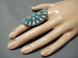 Colossal Turquoise Sun Navajo Sterling Silver Ring Native American-Nativo Arts