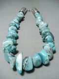 Mind Blowing 280 Grams Native American Navajo Turquoise Nugget Sterling Silver Tubule Necklace-Nativo Arts