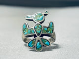 Remarkable Vintage Native American Navajo Turquoise Sterling Silver Thunderbird Ring-Nativo Arts