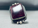 One Of The Best Native American Navajo Purple Spiny Oyster Sterling Silver Ring-Nativo Arts