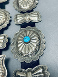 Magnificent Vintage Native American Navajo Kingman Turquoise Sterling Silver Concho Belt-Nativo Arts