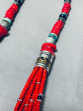 Authentic Singer Native American Navajo Coral Sterling Silver Turquoise Necklace-Nativo Arts