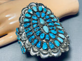 Important Vintage Native American Navajo Turquoise Sterling Silver Shell Bracelet-Nativo Arts