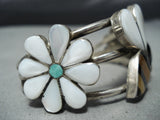 Native American One Of The Most Detailed Vintage Zuni Bee Sterling Silver Turquoise Bracelet-Nativo Arts