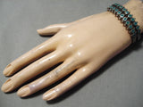 Rare Early Vintage Zuni Native American Navajo Green Turquoise Snake Sterling Silver Bracelet-Nativo Arts