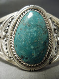 Superior Etsitty Vintage Native American Navajo Sterling Silver Green Turquoise Bracelet-Nativo Arts