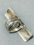 Fascinating Native American Navajo Signed 4 Turquoise Sterling Silver Huge Ring-Nativo Arts