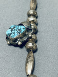 Very Unique Vintage Native American Navajo Turquoise Sterling Silver Tubule Necklace Old-Nativo Arts