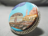 Important Best Inlay Native American Navajo Sky Blue Turquoise Sterling Silver Ring-Nativo Arts