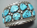 Massive Vintage Native American Navajo Old Kingman Turquoise Sterling Silver Bracelet-Nativo Arts