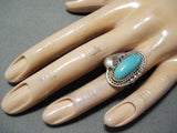 Remarkable Vintage Native American Navajo Old Kingman Turquoise Sterling Silver Ring Old-Nativo Arts