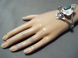Important Native American Navajo Royston Turquoise Sterling Silver Kachina Bracelet-Nativo Arts