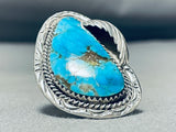 Old Deposit Kingman Turquoise Vintage Native American Navajo Sterling Silver Ring-Nativo Arts