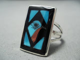 Astounding Zuni Turquoise Sterling Silver Ring Native American-Nativo Arts