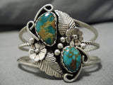 Striking Vintage Native American Navajo Royston Turquoise Sterling Silver Bracelet Old-Nativo Arts