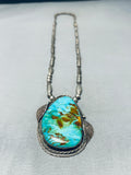 Unbelievable Vintage Native American Navajo Royston Turquoise Sterling Silver Necklace-Nativo Arts
