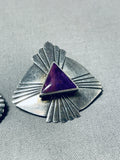 Beautiful Vintage Native American Navajo Sugulite Sterling Silver Earrings-Nativo Arts