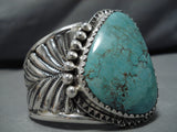 Museum Quality!! Vintage Native American Navajo Green Turquoise Sterling Silver Bracelet Old-Nativo Arts