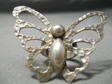 Huge Vintage Native American Navajo Hand Tooled Butterfly Sterling Silver Ring-Nativo Arts