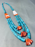 Native American One Of The Best Ever Santo Domingo Turquoise Disc Sterling Silver Necklace-Nativo Arts