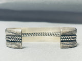 Superior Vintage Native American Navajo Sterling Silver Bracelet Signed Tahe-Nativo Arts