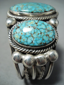Rick Martinez Magnificent Native American Navajo Spiderweb Turquoise Sterling Silver Bracelet-Nativo Arts