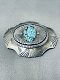 One Of The Best Vintage Native American Navajo Spiderweb Turquoise Sterling Silver Buckle-Nativo Arts