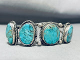 Authentic Vintage Native American Navajo Blue Turquoise Sterling Silver Bracelet Cuff-Nativo Arts